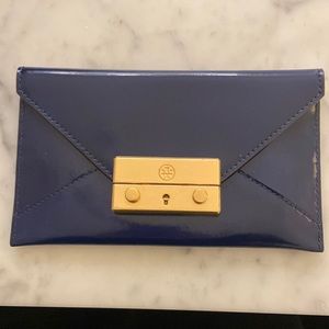 100% AUTHENTIC TORY BURCH JULIETTE ENVELOPE CLUTCH WALLET NAVY